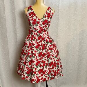 Wax Poetic Clothing Sweet Floral Cottage Garden  Print Cotton Dress w Pockets